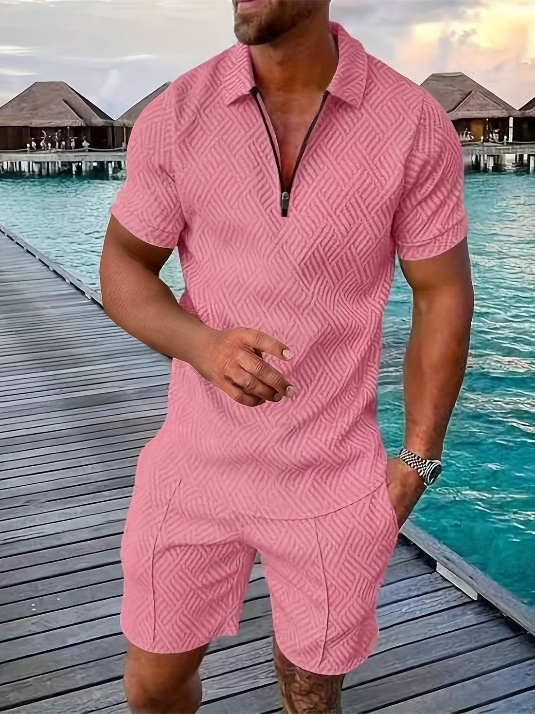 Lucas Ensemble Men Summer - geometrico corto set con tessuto alto e traspirante