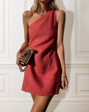 Rochie cocktail Emelia pentru femei – Eleganță asimetrică și confort în țesătură fluidă