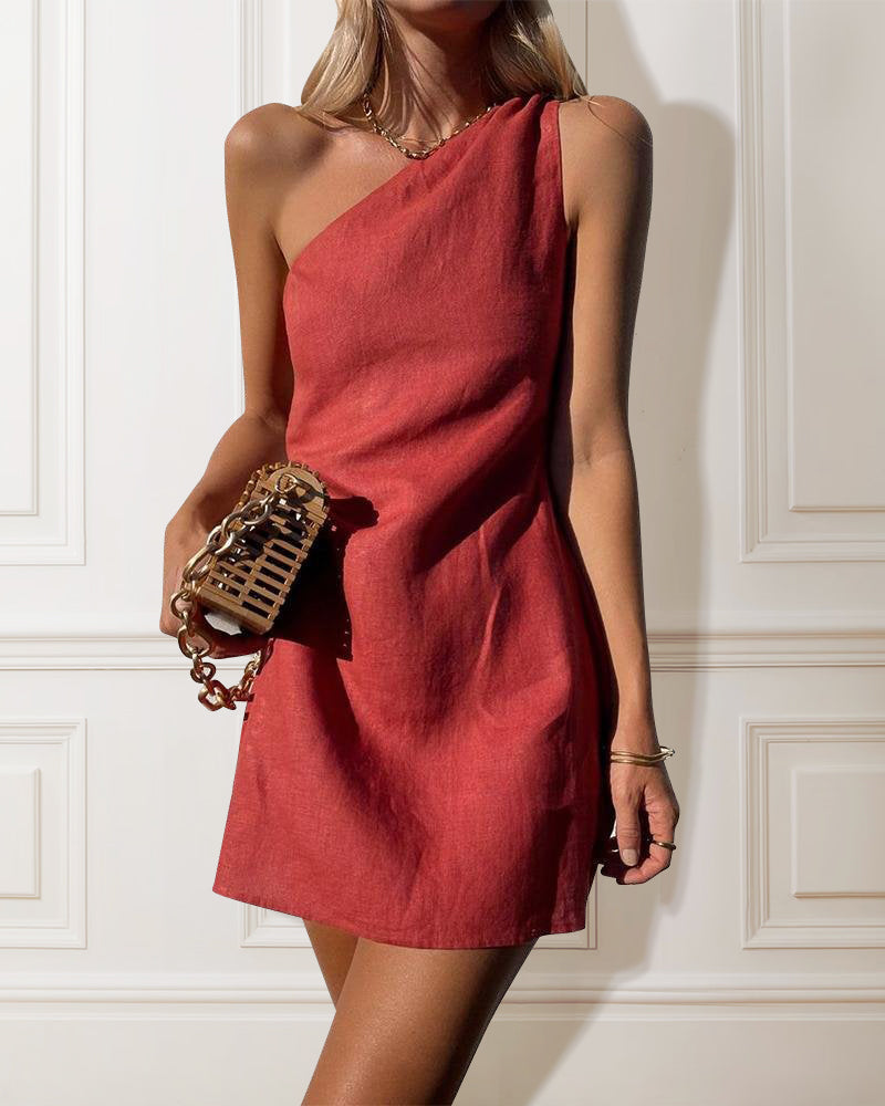 Avery Robe Asymétrique Femme – Élégante Mini-Robe à Une Épaule avec Coupe Moderne