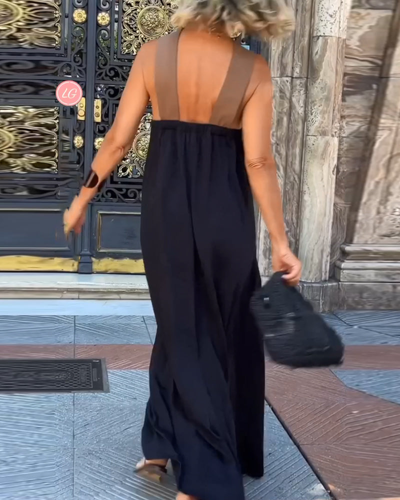 Sienna Robe Longue Femme – Élégante Robe d’Été à Bretelles Croisées & Coupe Décontractée