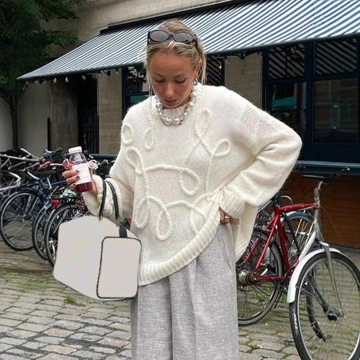 Elodie Pull Femme – Pull Doux & Élégant à Col Rond avec Manches Longues Confortables