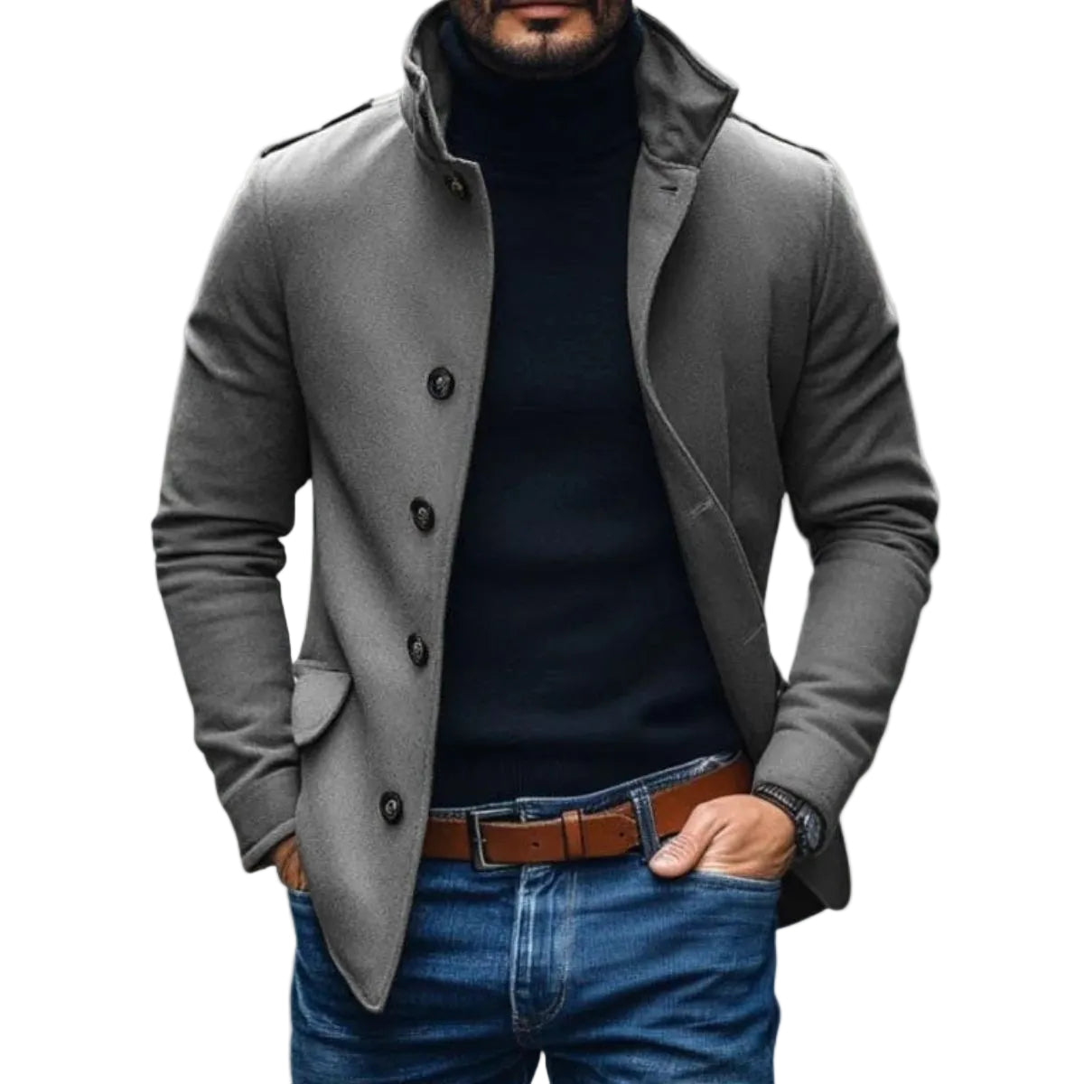 Ravero Cappotto Lungo Uomo – Taglio Slim Elegante con Chiusura Classica Invernale