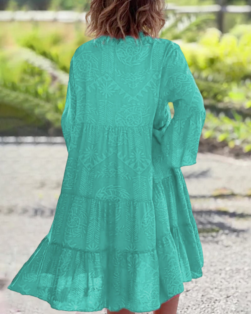 Vestido de la tienda de mujeres Woman - Mangas 3/4, estampado geométrico y corte cómodo