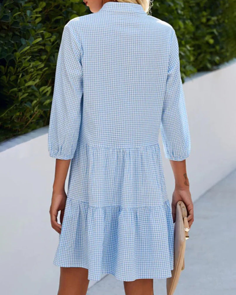 Adeline Robe d'Été Femme – Robe Légère en Coton avec Motif Vichy & Coupe Aérée