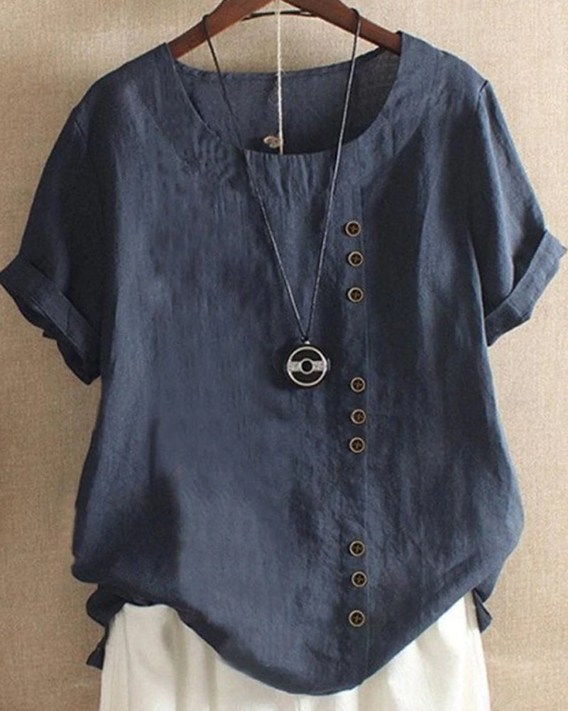 Lena Blouse Femme – Blouse Légère en Lin avec Boutonnage & Look Naturel