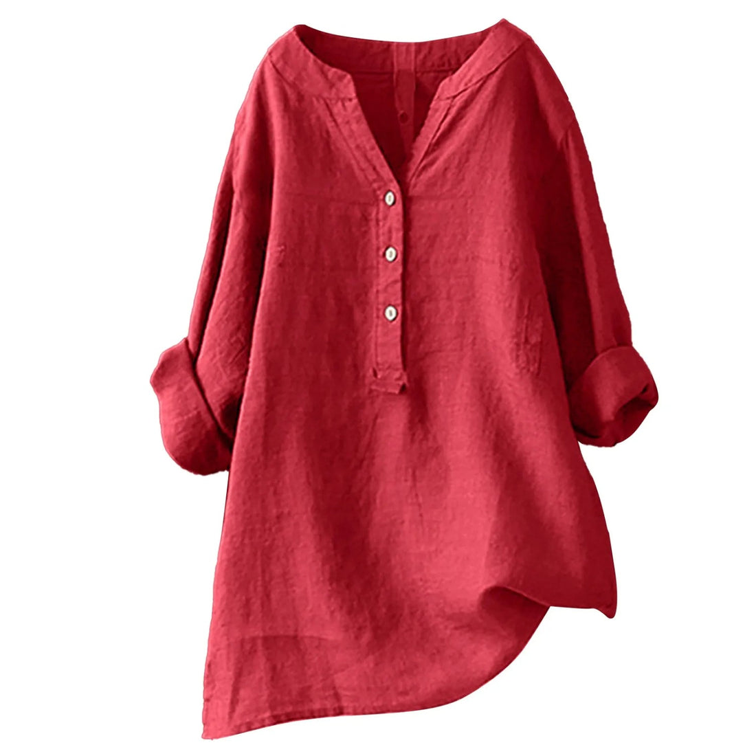 Crimson Blouse Femme – Tissu Léger et Respirant, Col V Rouge Intense & Style Polyvalent