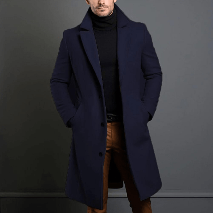Edward Wintermantel lang für Herren – warme isolierte Trenchcoat-Jacke mit klassischem und elegantem Schnitt