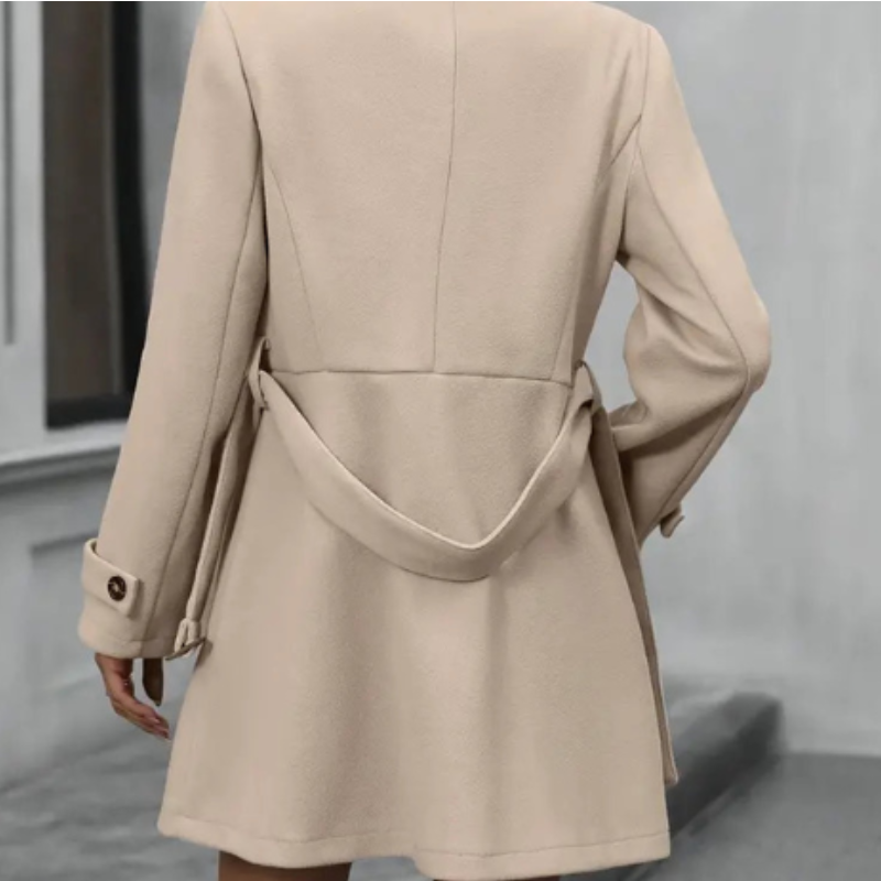 Rosemary Trench Femme – Elegant Mid-Length Coat with Belted Waist & Classic Double-Breasted Cut