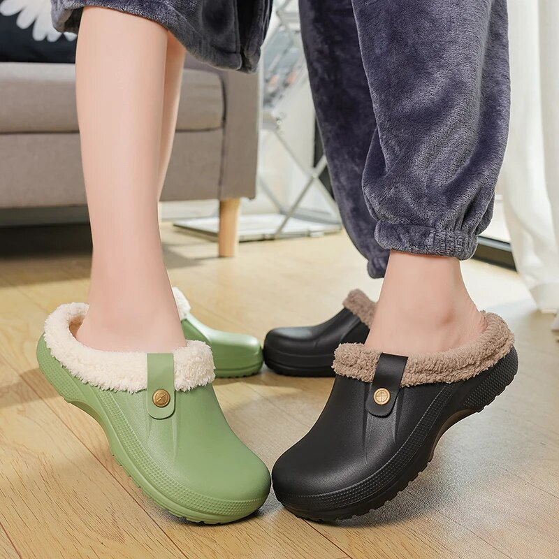 Gwen Briskey Zuecos Calientes para Mujer – Pantuflas Cómodas Forradas para Interior y Exterior