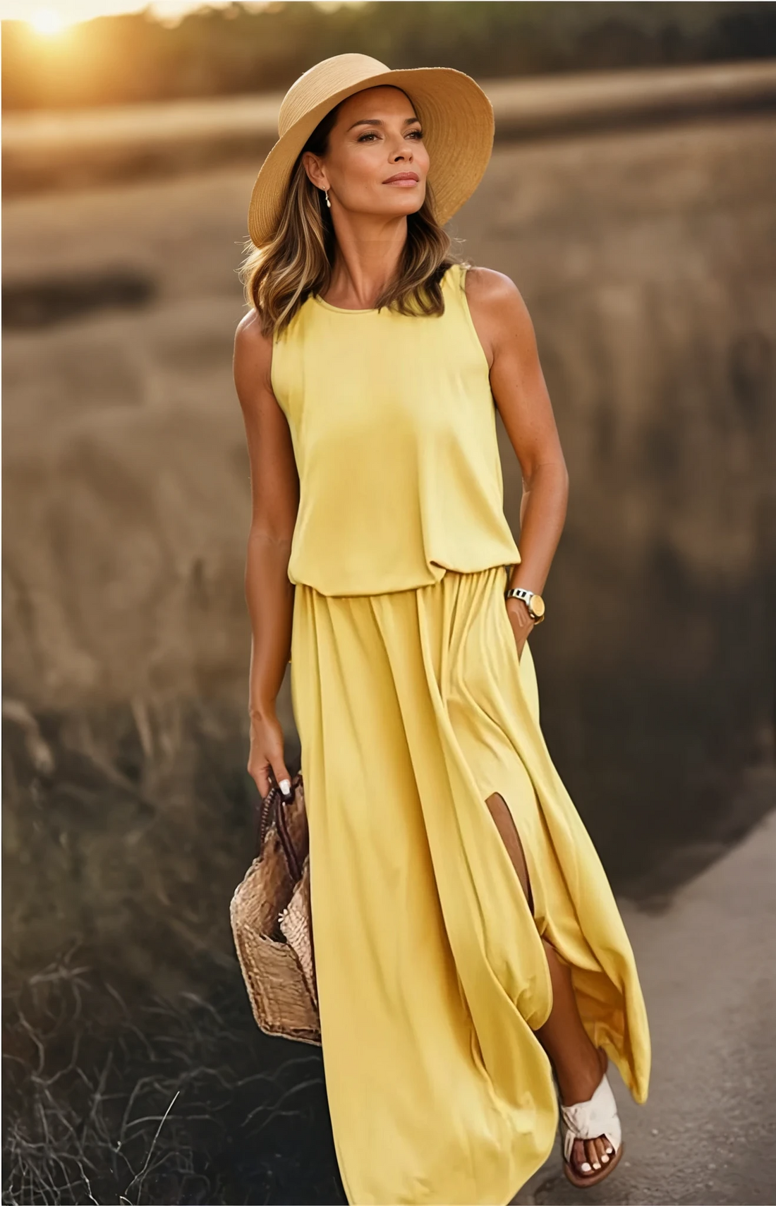 Robe Longue Femme Florentine – Robe d’Été Unie Légère avec Coupe Élégante & Design Confortable