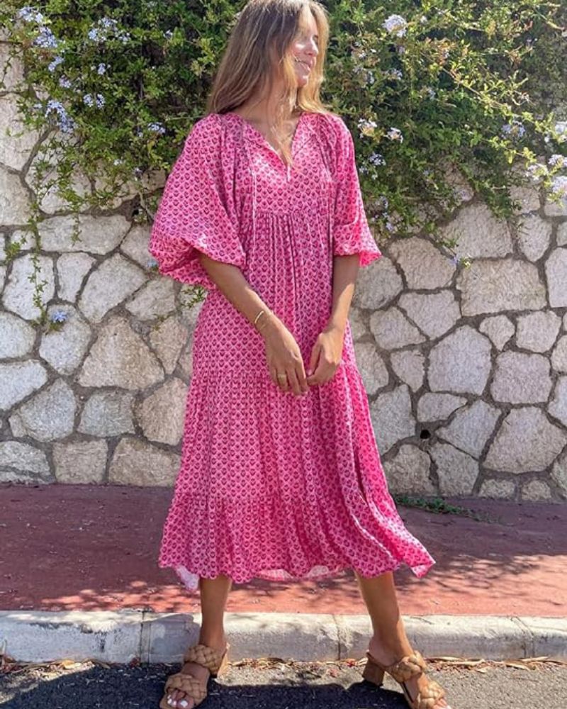 Sandy Robe Longue Femme – Style Polyvalent avec Tissu Léger & Élégance Intemporelle