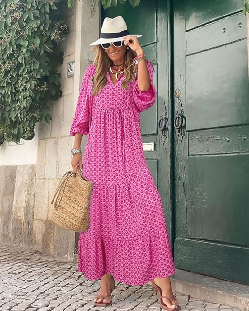 Sandy Robe Longue Femme – Style Polyvalent avec Tissu Léger & Élégance Intemporelle