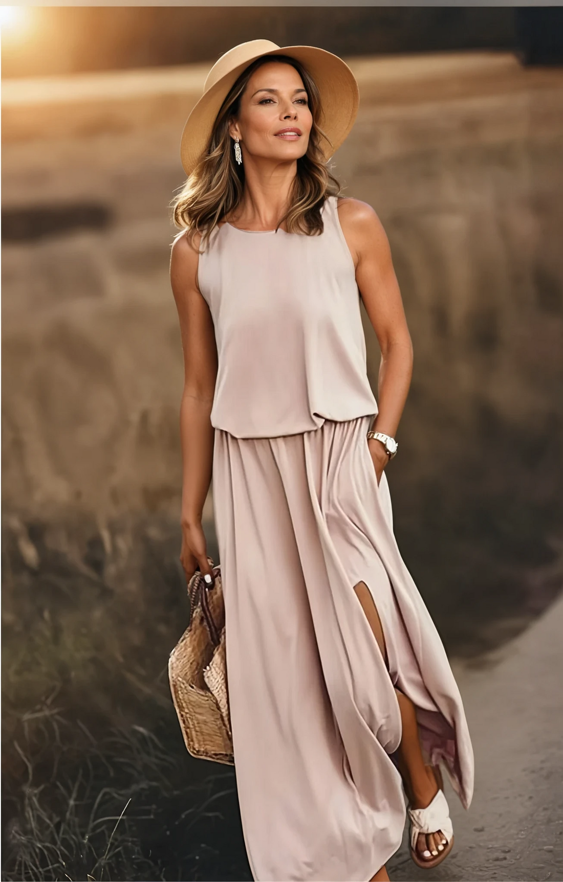 Robe Longue Femme Florentine – Robe d’Été Unie Légère avec Coupe Élégante & Design Confortable