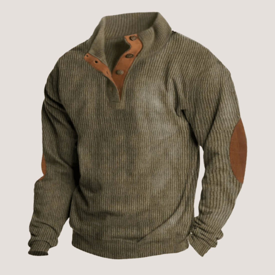 Tristan Pull Homme – Sweat Décontracté en Tissu Doux avec Coudières en Daim & Col Montant