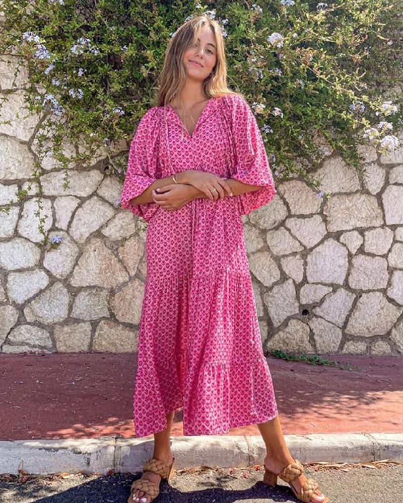Sandy Robe Longue Femme – Style Polyvalent avec Tissu Léger & Élégance Intemporelle