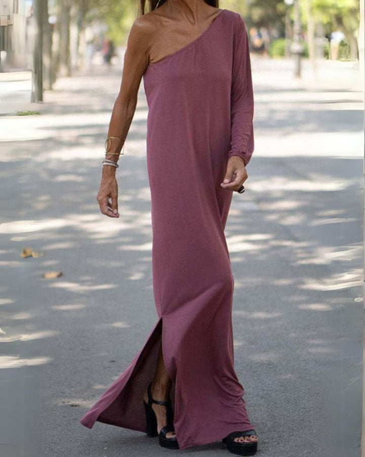 Misty Robe Bohème Femme – Coupe Asymétrique Épaule Unique & Tissu Léger Anti-Froissement