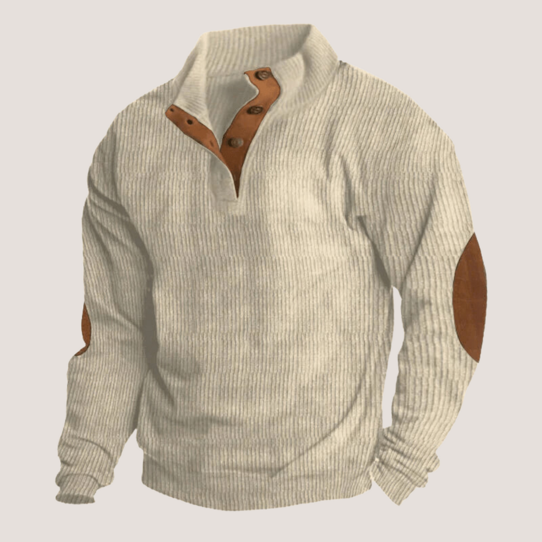 Tristan Pull Homme – Sweat Décontracté en Tissu Doux avec Coudières en Daim & Col Montant