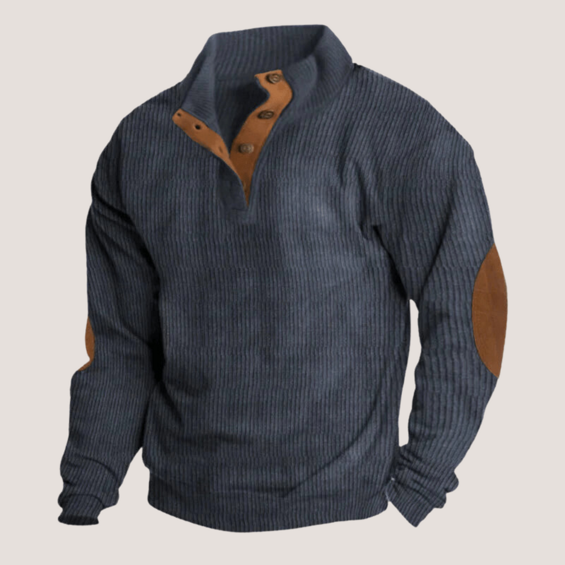 Tristan Pull Homme – Sweat Décontracté en Tissu Doux avec Coudières en Daim & Col Montant