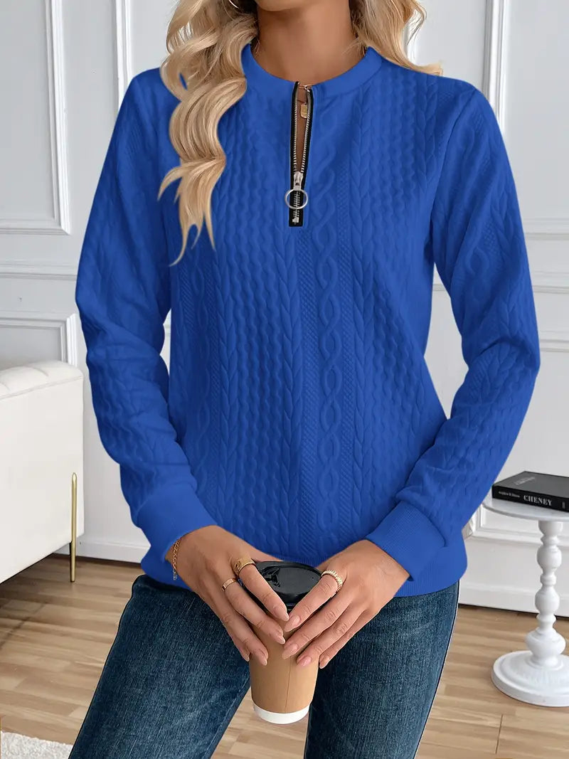 Margaux Sweat Femme Hiver – Pull Zippé Confortable en Maille avec Design Élégant