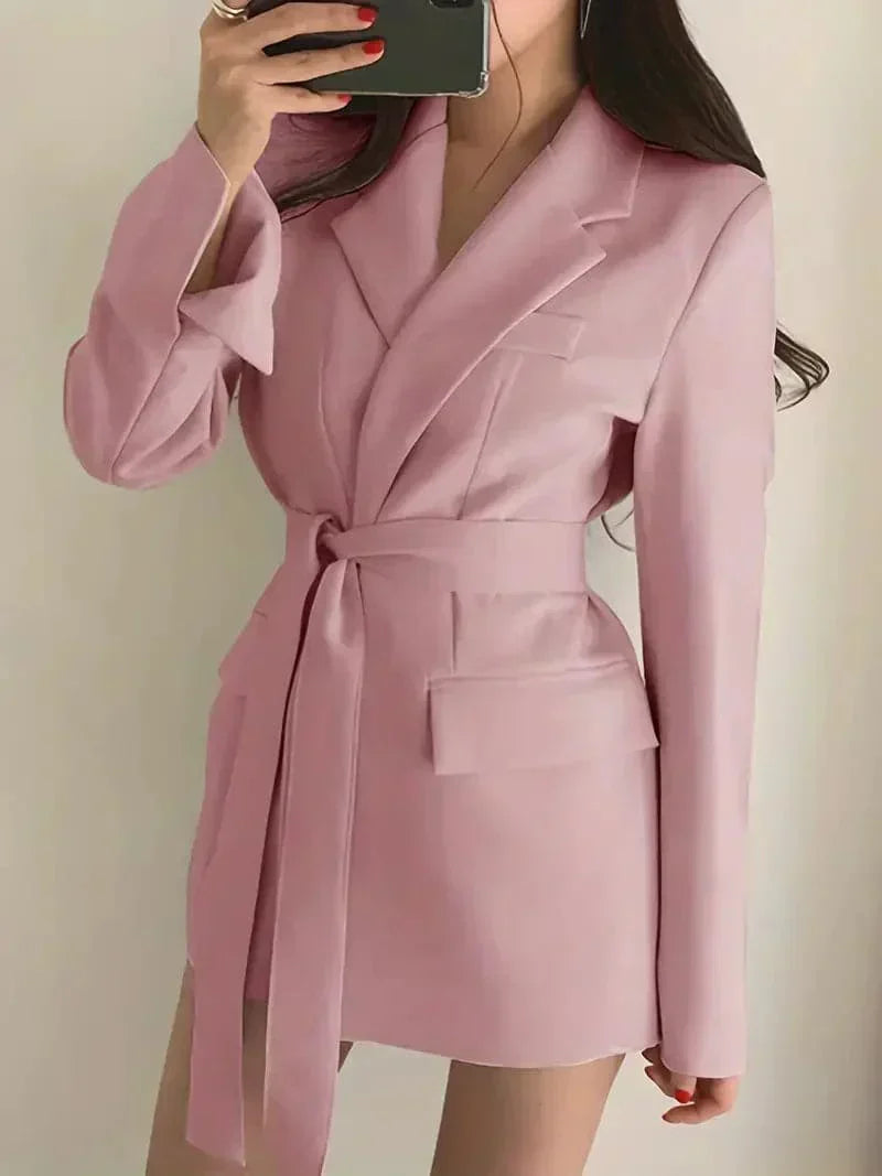 Nélia Robe Blazer Femme – Élégante Robe Tailleur Chic à Manches Longues pour Toutes Occasions