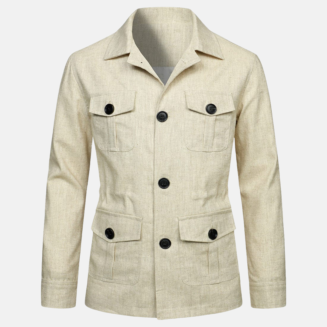 Vince Veste Uomo Elegante – Stile Classico con Tasche Multiple & Chiusura a Bottoni