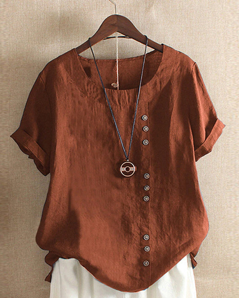 Lena Blouse Femme – Blouse Légère en Lin avec Boutonnage & Look Naturel