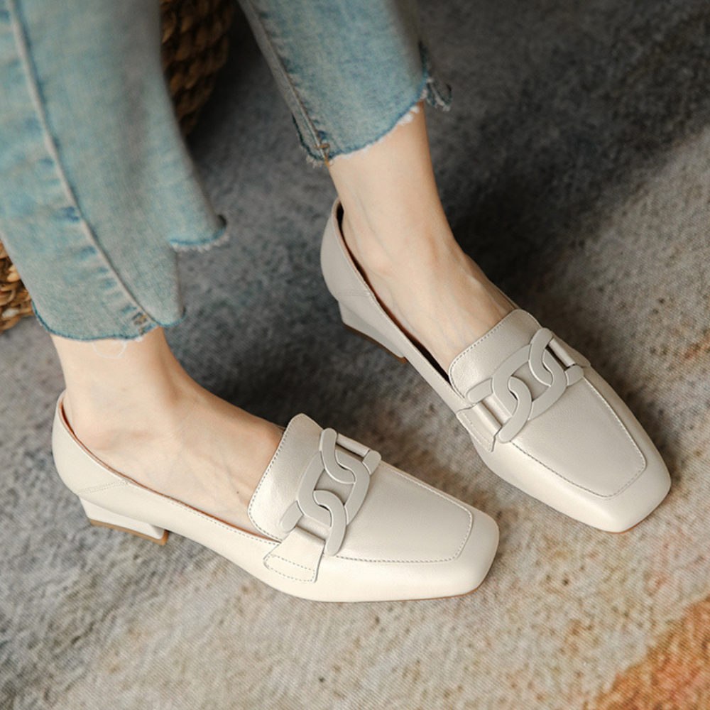 Evrynth Mocassins Femme – Chaussures Mary Jane en Cuir avec Talon Chunky & Confort