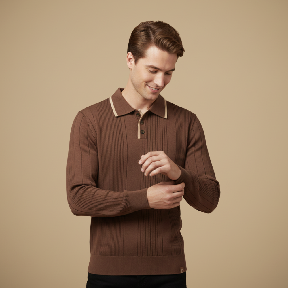 Joaquin Mode Felpa Uomo Stile Polo – Collo Contrasto Bianco Taglio Casual Autunno