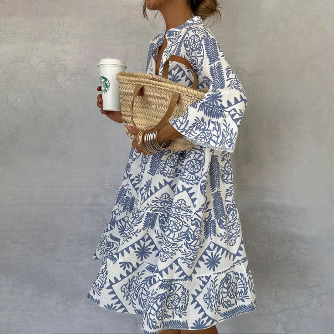 Anastasia Robe Maxi Femme – Robe d'Été Bohème avec Décolleté en V & Imprimé Fleuri Aéré