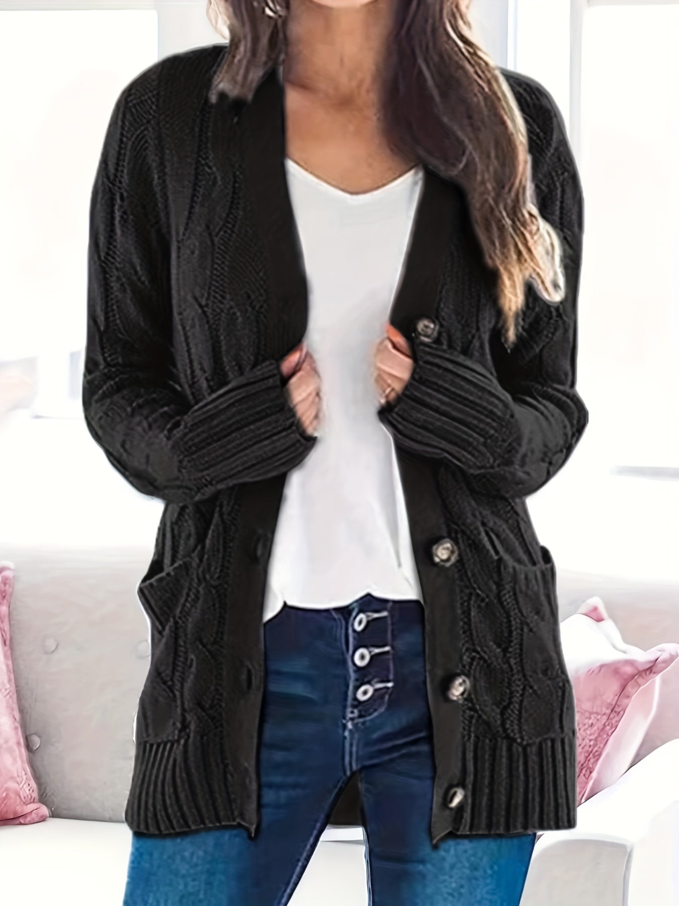 Lissy Gilet Femme – Warmer Strick-Cardigan mit Knöpfen & Modernem Komfortschnitt