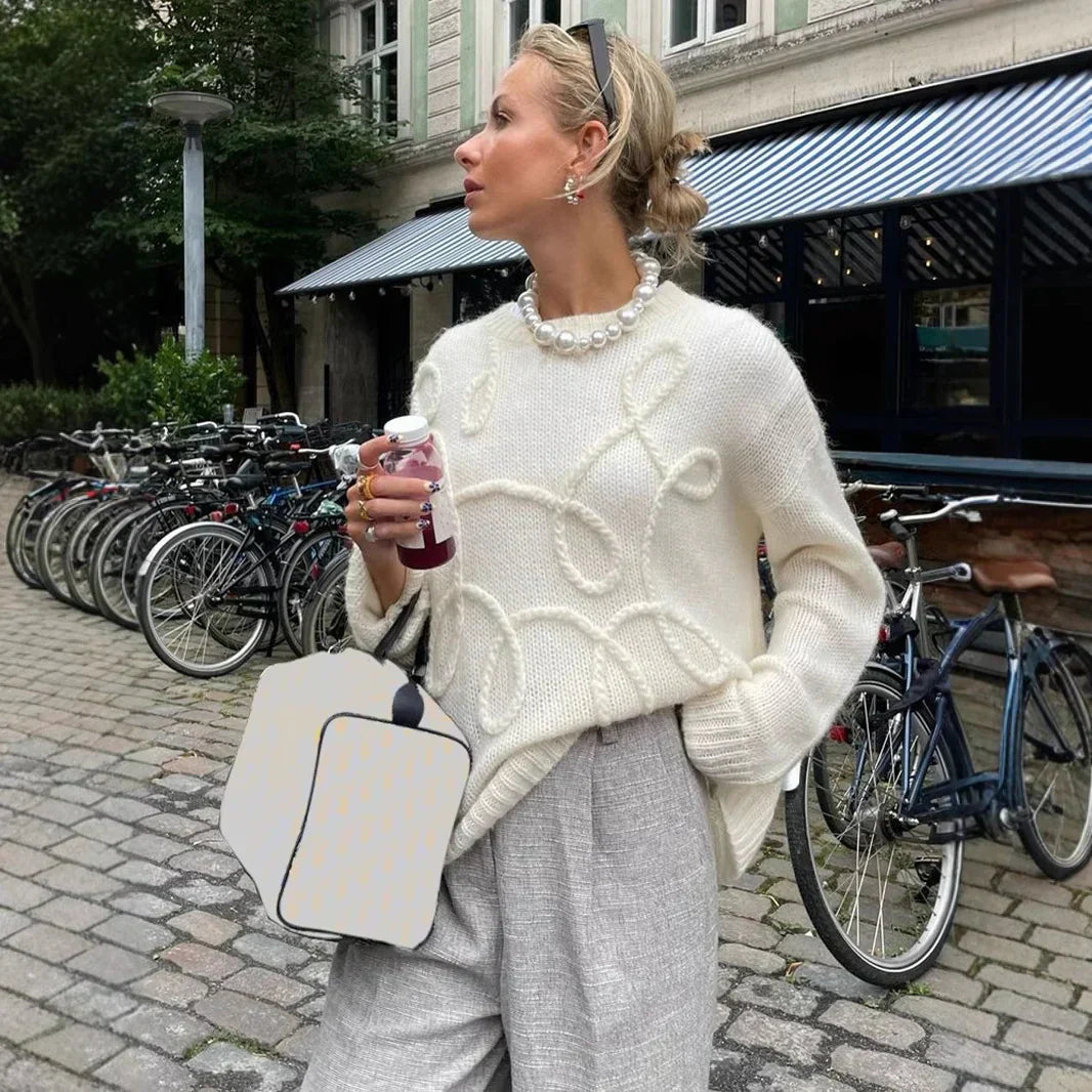 Elodie Pull Femme – Pull Doux & Élégant à Col Rond avec Manches Longues Confortables