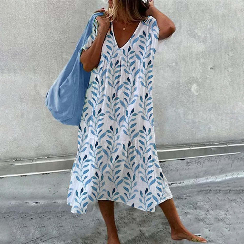 April Robe Maxi Femme – Imprimé Fleuri en Coton, Coupe Aérienne & Ample en A-Ligne