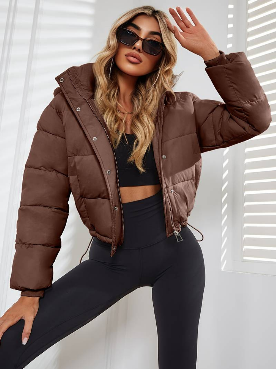 Amara Women's Pleated Slim-Fit Jacket – Elegant Mid-Length Jacket with Stretch & Long Sleeves