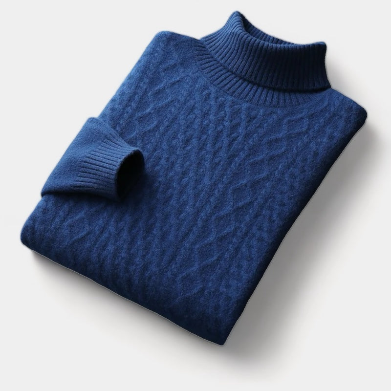 Timmy Pull Homme Col Roulé en Maille Câblée – Pull Classique Chaud et Élégant