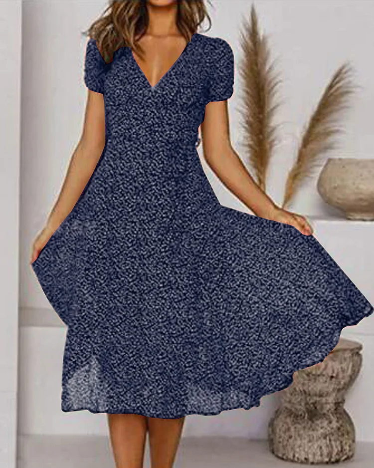 Élise Robe Femme Mousseline – Imprimé Floral Léger, Col en V & Coupe Fluide Estivale