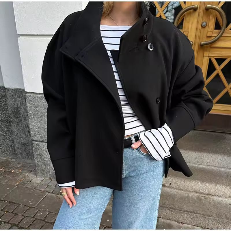 Elise Manteau Court Femme – Élégant, Confortable et Polyvalent à Double Boutonnage