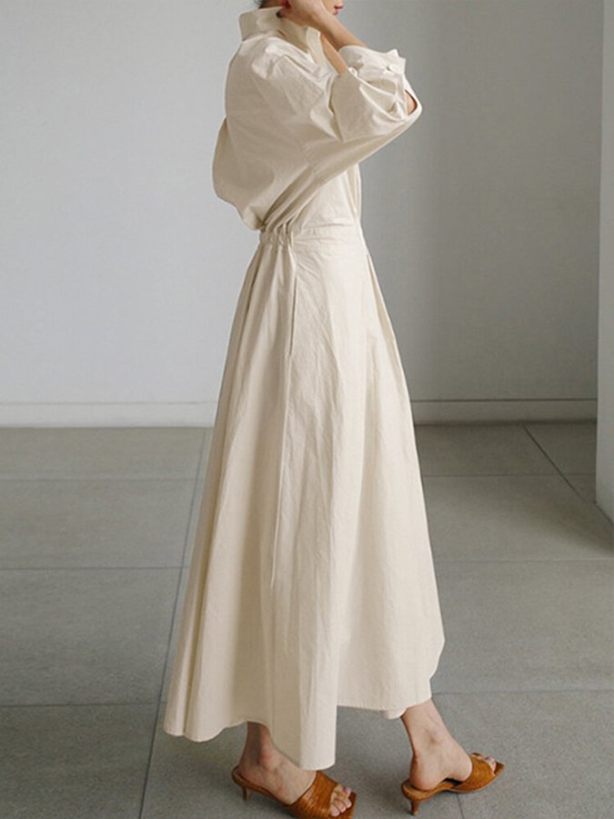 Lucie Robe Midi Femme – Coupe flatteuse avec boutons et design léger & intemporel