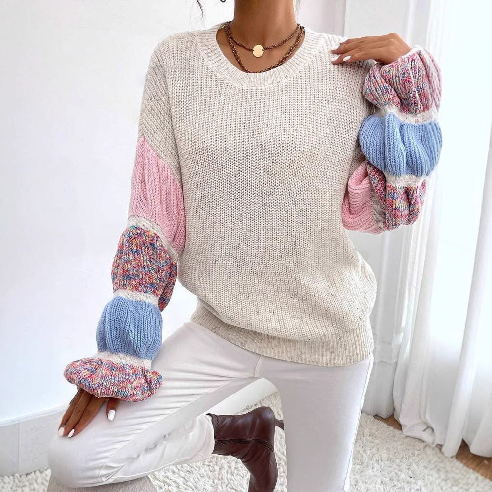 Delilah Multicolored Knitted Sweater for Women – Soft and Warm Sweater with Relaxed Fit and Layered Design