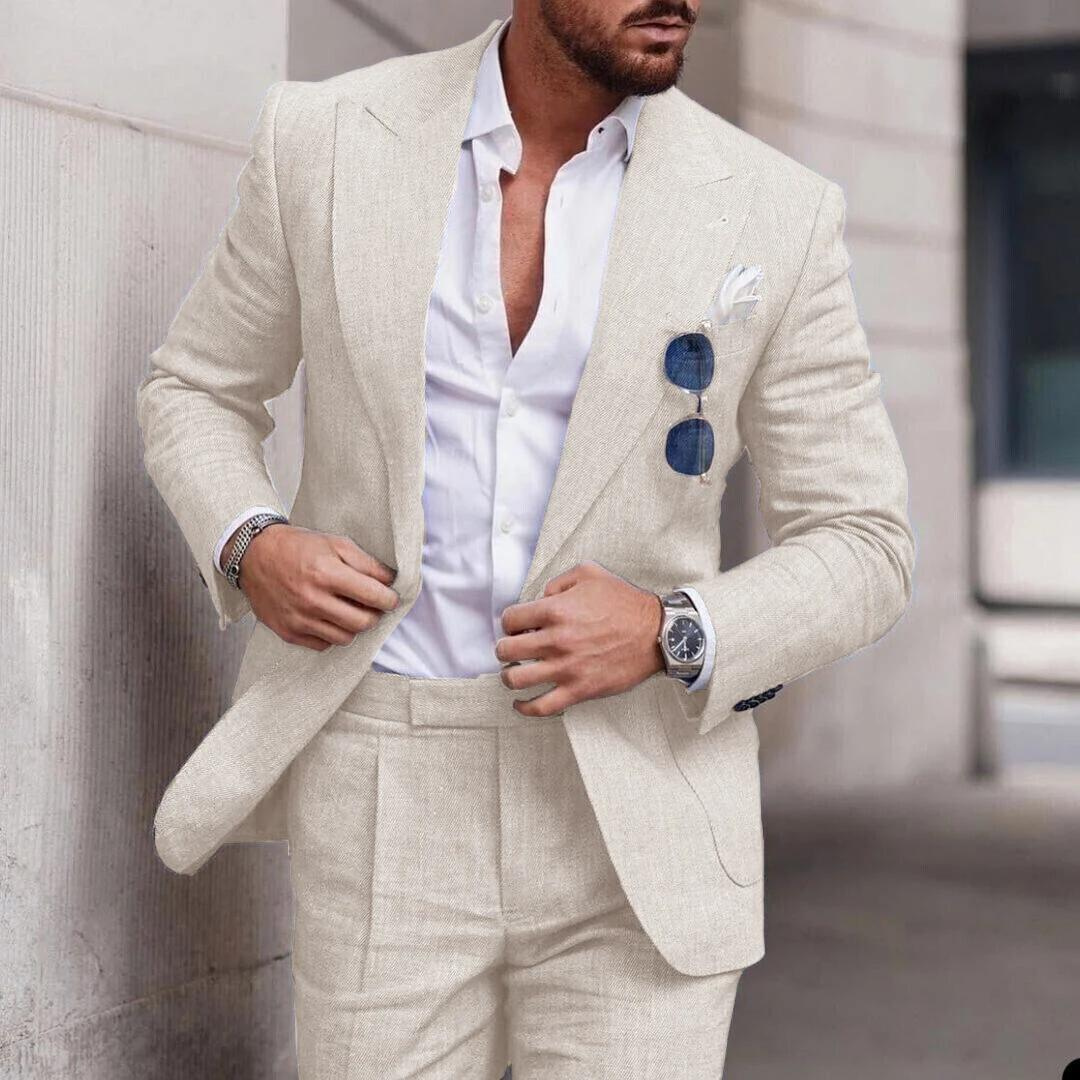 Costume estivo per uomini Albin - abito a due a due a due a meno con bottoni moderni ed eleganti
