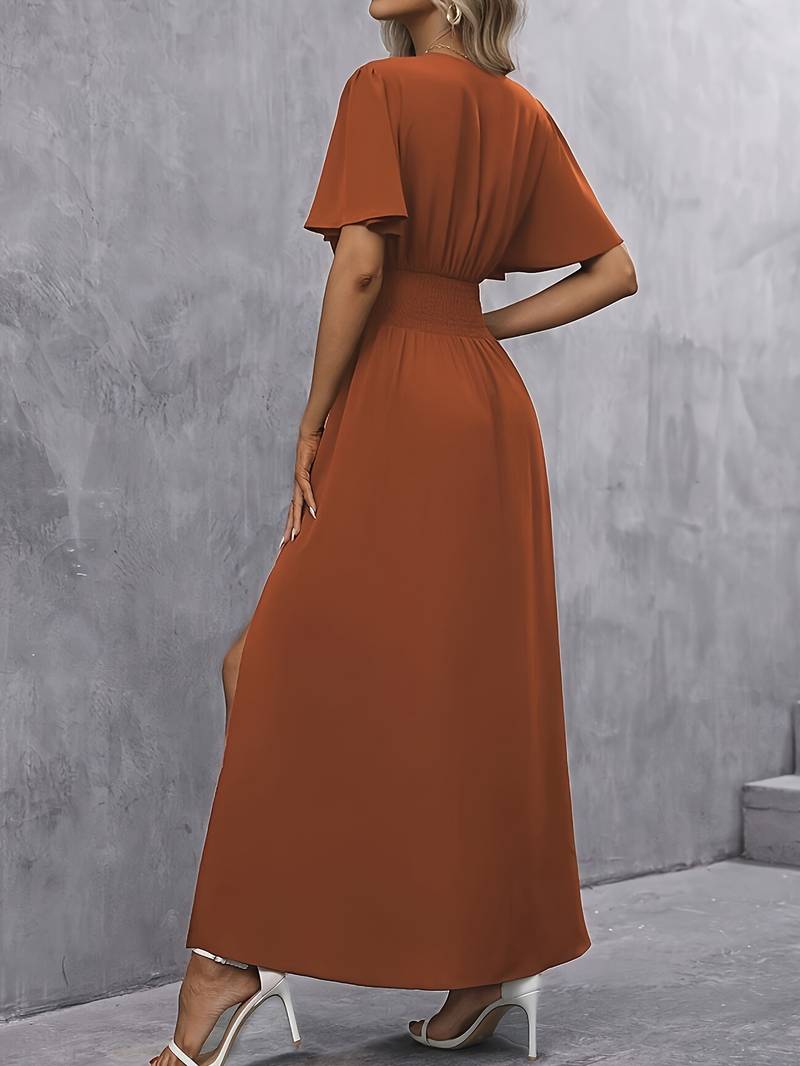 Venice Robe Femme Élégante – Col Volanté & Taille Plissée pour un Style Féminin Chic