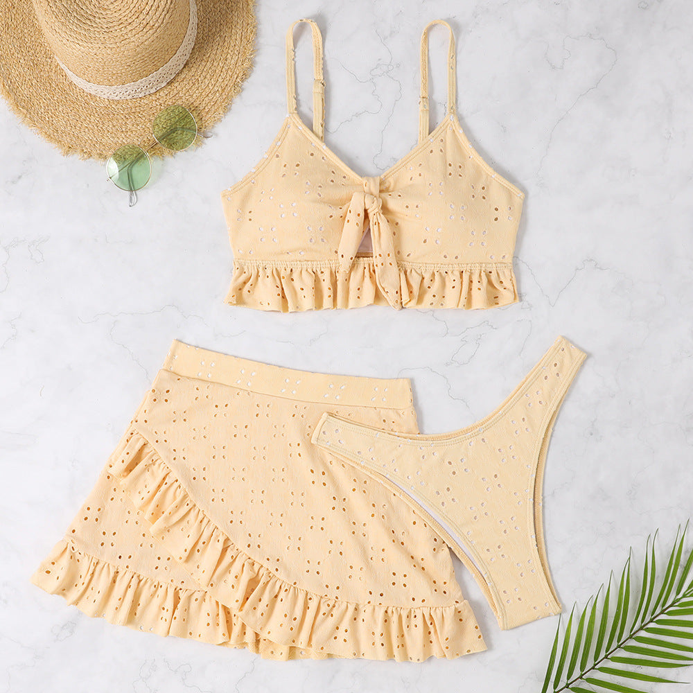 Serena Ensemble de Bain 3 Pièces Femme – Bikini Tendance avec Volants, Jupe & Haut Assorti