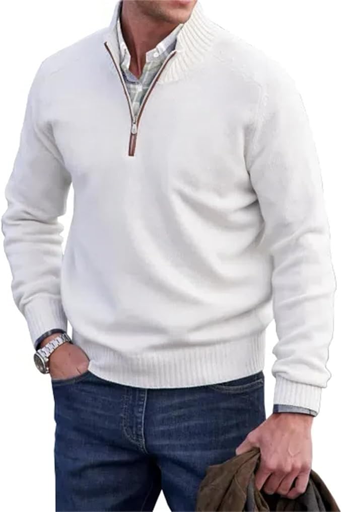 Liam Men's Half-Zip Sweater – Finely Knitted Sweater with Stand-Up Collar, Elegant and Comfortable Style