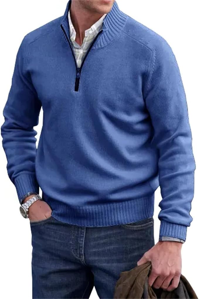 Liam Men's Half-Zip Sweater – Finely Knitted Sweater with Stand-Up Collar, Elegant and Comfortable Style