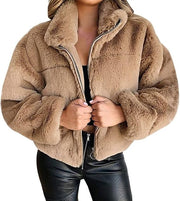 Terry Teddy Vest Woman – Soft Winter Coat with High Collar & Modern Zipped Cut