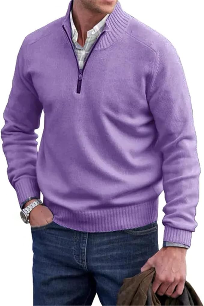 Liam Men's Half-Zip Sweater – Finely Knitted Sweater with Stand-Up Collar, Elegant and Comfortable Style