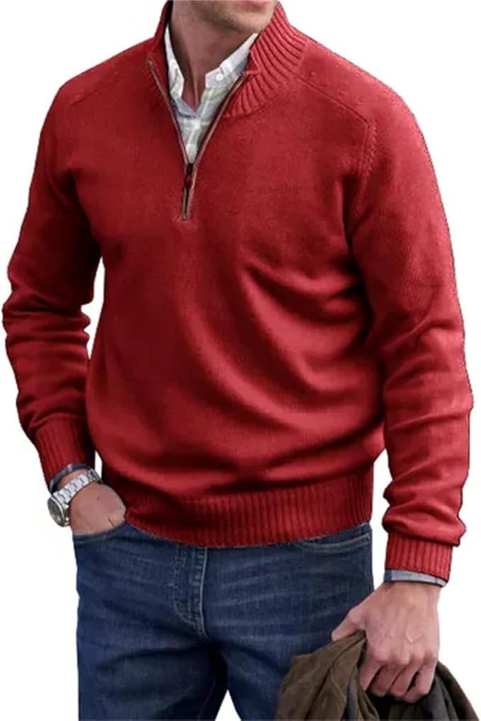 Liam Men's Half-Zip Sweater – Finely Knitted Sweater with Stand-Up Collar, Elegant and Comfortable Style