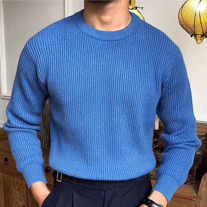 Nale Pull Homme Tricot Côtelé – Col Rond, Coupe Regular & Style Casual Élégant