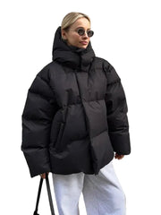 Nava Doudoune Femme Oversize – Veste Matelassée à Col Montant pour Hiver & Streetstyle