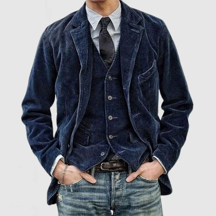 James Blazer Homme en Velours Côtelé – Élégant, Chaud & Polyvalent avec Gilet Moderne