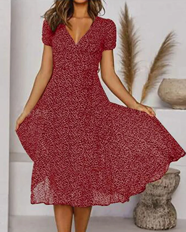 Élise Robe Femme Mousseline – Imprimé Floral Léger, Col en V & Coupe Fluide Estivale